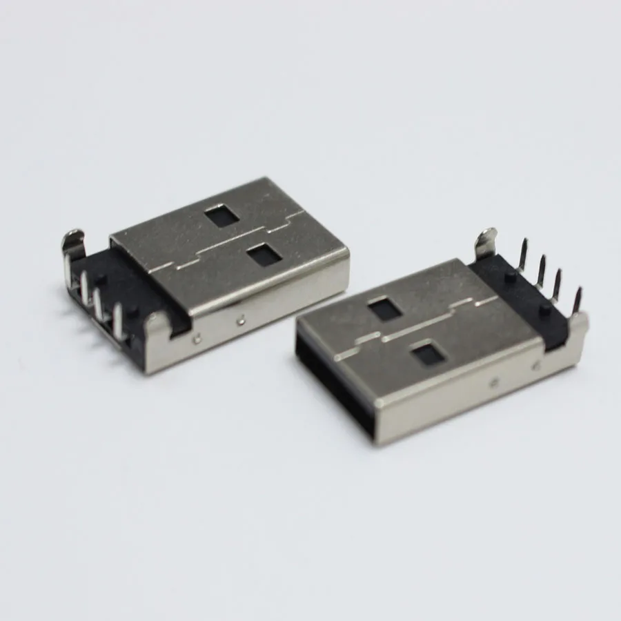 10/30/50pcs USB Type A Male Plug Connector Plate Inserted 90 Degrees Bent Pin Jack Plugs DIY Connectors