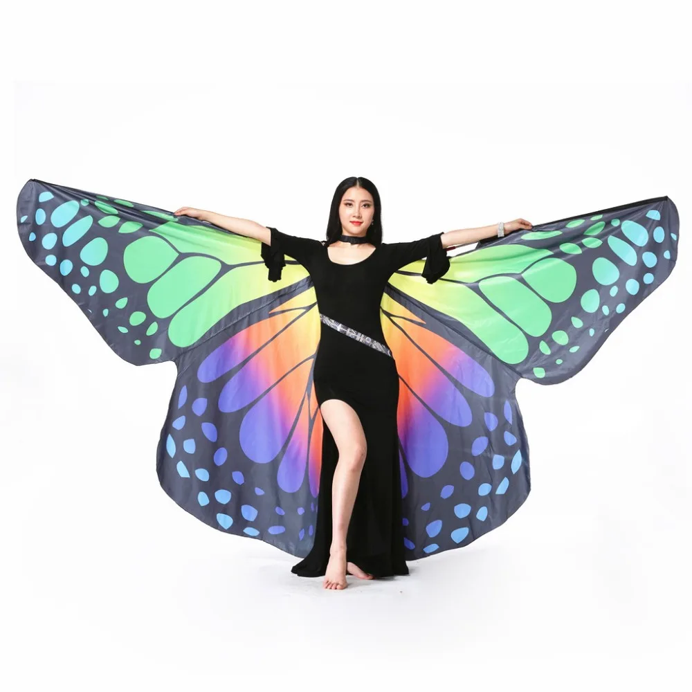 2018  Performance Women Dancewear Bellydance Props Polyester Cape Cloak Dance Fairy Wing Belly Dance  Butterfly Wings Adult