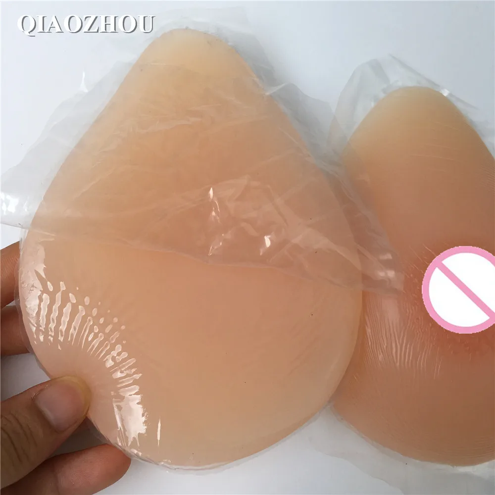 300 g/pair teardrop self-adhesive silicone breast form small fake mastectomy prosthesis AA cup nude skin brown color