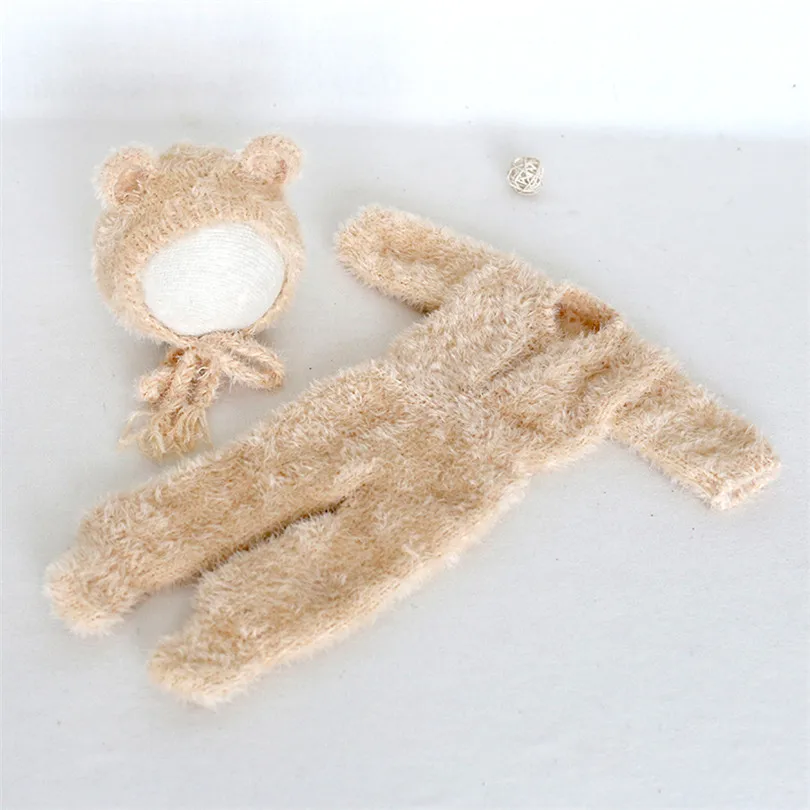 Christmas Teddy bear Footed Romper Newborn Bear Overall outfit Photography props Baby Hooded onesie