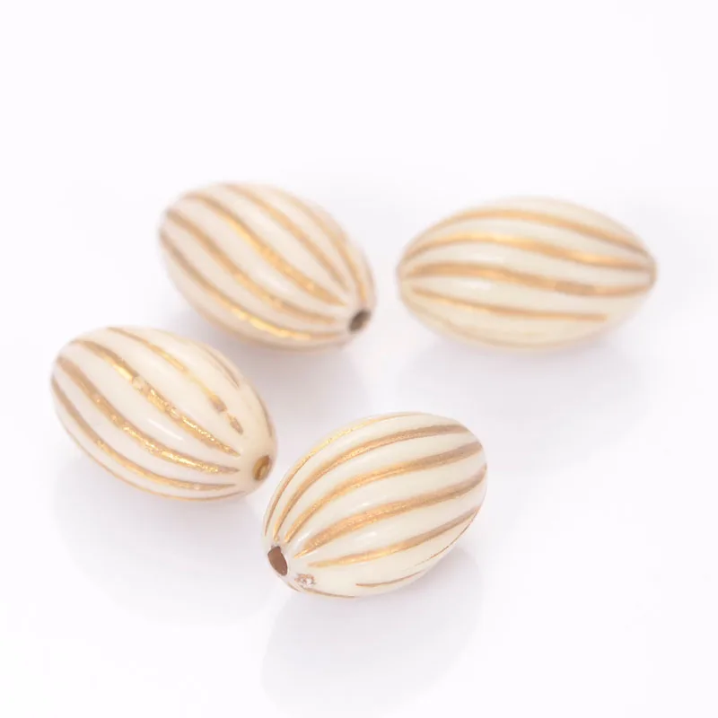 Miasol 100 Pcs 9x15mm Acrylic Twist Stripe Oval Shape Spacers Antique Design Beads For Diy Jewelry Making Accessories