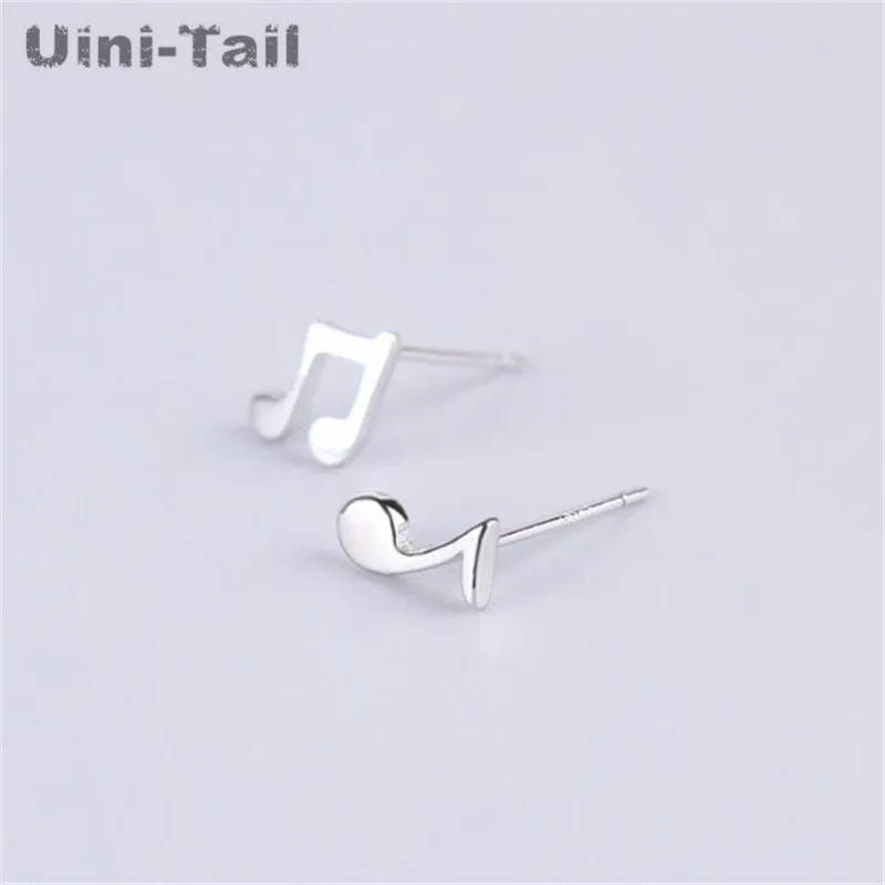 Uini-Tail Hot Music Elf 925 Tibetan silver cute note earrings Korean version of allergy-free pure silver ear jewelry ED116