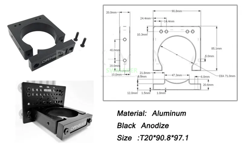 Openbuilds Router Spindle Mount Kit 52mm 65mm 71mm 80mm Diameter For Makita RT 0700C Router CNC C-BEAM machine DIY parts