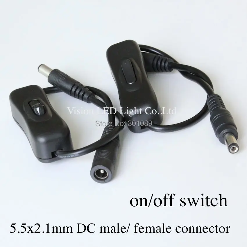 DC on / off switch wire DC male female 5.5x2.1mm connector for led strips