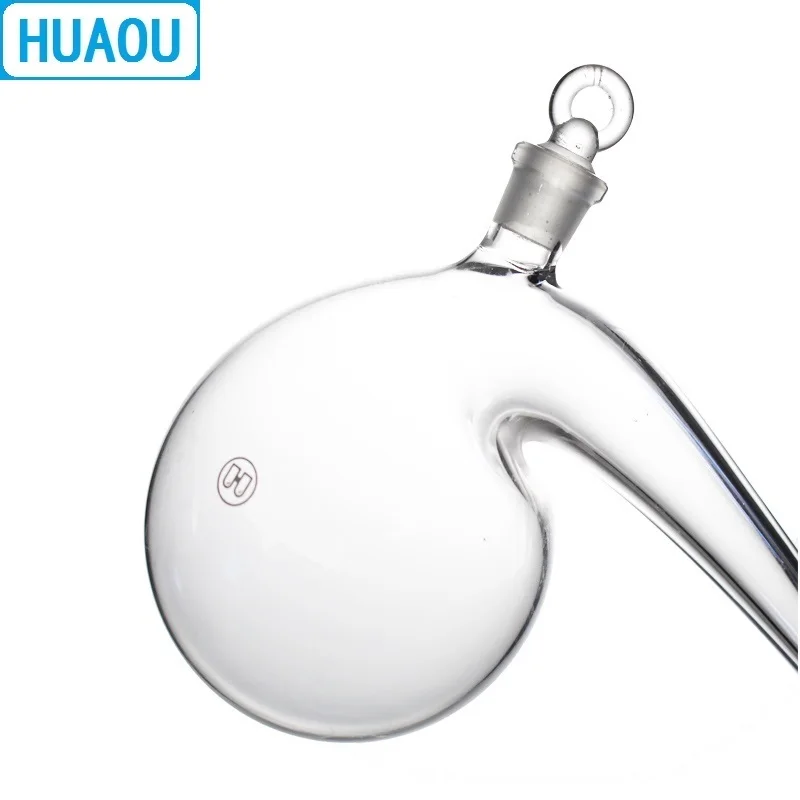 HUAOU 125mL Retort with Ground - in Glass Stopper Borosilicate 3.3 Glass Distillation Distilling Flask Laboratory Chemistry