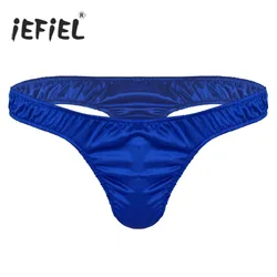 Mens Lingerie Gay Male Panties String Homme Soft Shiny Satin Ruffled Low Rise Bikini Thong Jockstraps Underwear Underpants