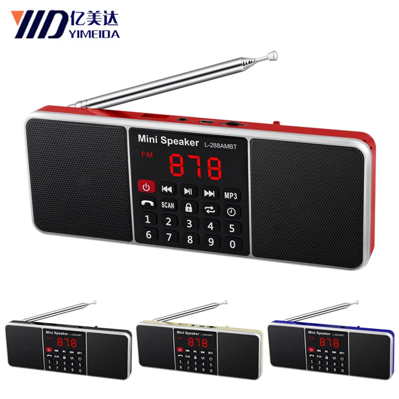 L-288 FM/AM Radio Portable Mini FM Radio Speaker Music Player Support TF Card USB Fit for iPod Phone with LED Display