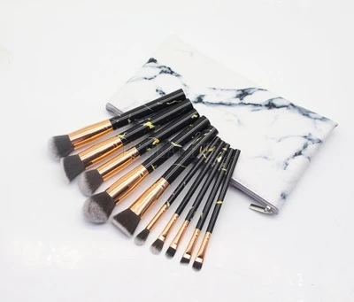 

10pcs professional makeup brush Set tools Powder Foundation Eyeshadow Lip Eyeliner Blush Marble Face Makeup Brushes 50Sets/Lot