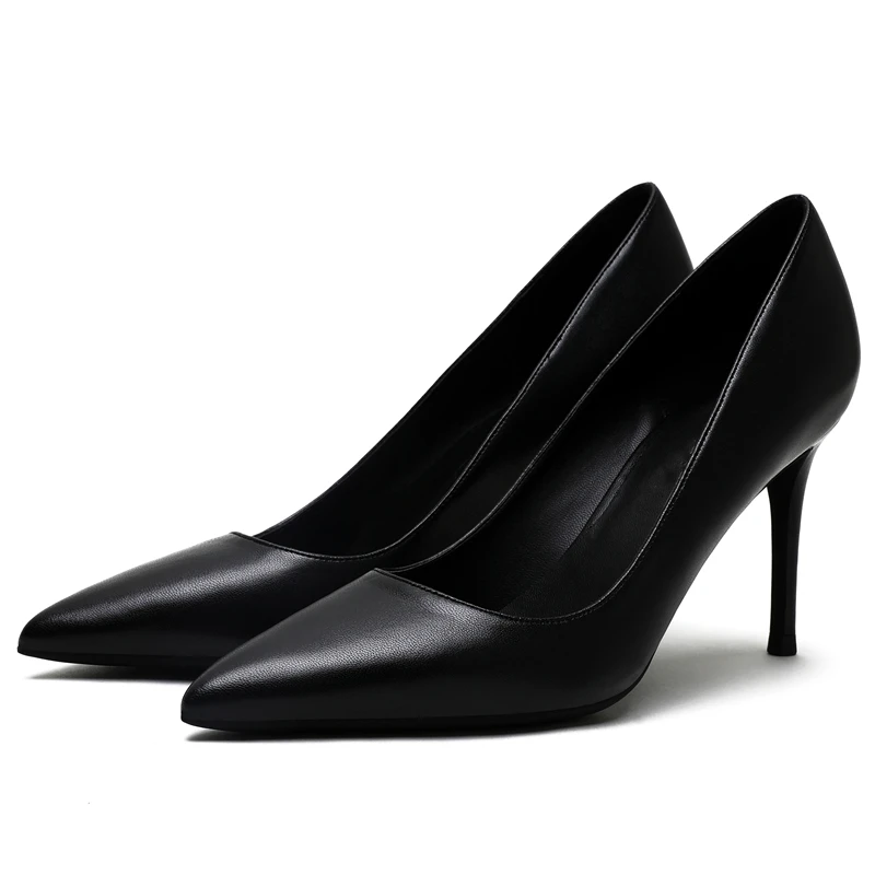 KATELVADI Party Shoes High Heels Fashion Women Pumps Black Split Leather 8CM High Heel Sexy Wedding Shoes Woman,K-319