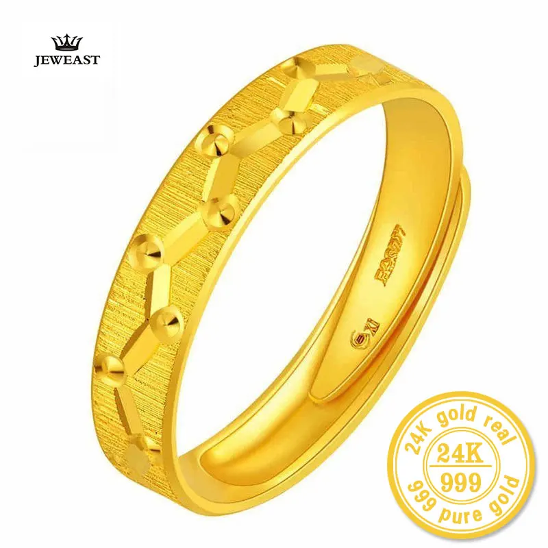 ZZZ 24K Pure gold classic couples Living circle gold ringneutral Couple LOVERS To marry got engaged marry MALE FAMALE GRIL