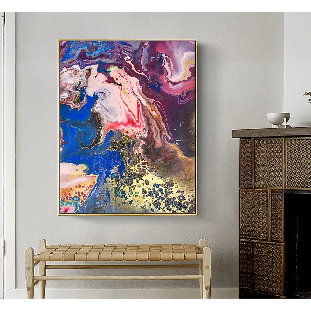 Contemporary colourful Abstract art Paintings Red and Golden on  Canvas Oil Painting Wall Art Living Room