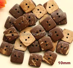 50pcs/lot Size:12-15mm Natural Color Square Shape Coconut Button 2-Holes Wooden Buttons for Sewing Accessories (KK-1133)