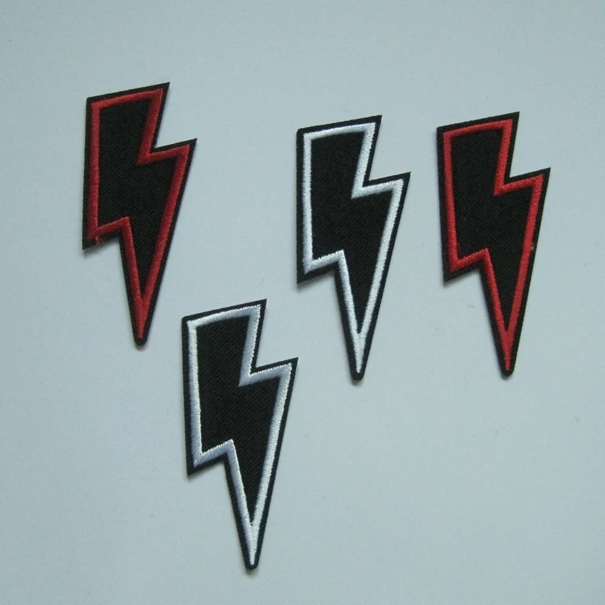 2018 Direct Selling 2 Pieces For Lightning Bolt Iron On Flash Patch Fabric Motif Applique Decal 2.6 X 1.2 Inches (6.5 3 Cm)