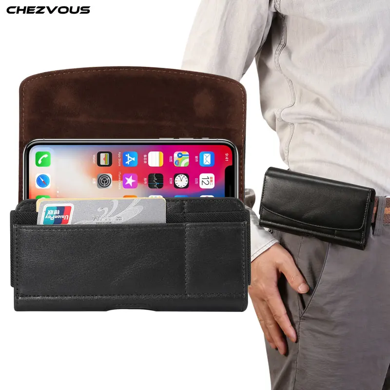 CHEZVOUS Universal Belt Clip Holster for Samsung Galaxy S9 S8 plus S7 S6 edge S5 S4 A8 A5 J5 J7 2017 Note 9 8 7 Waist Bag black