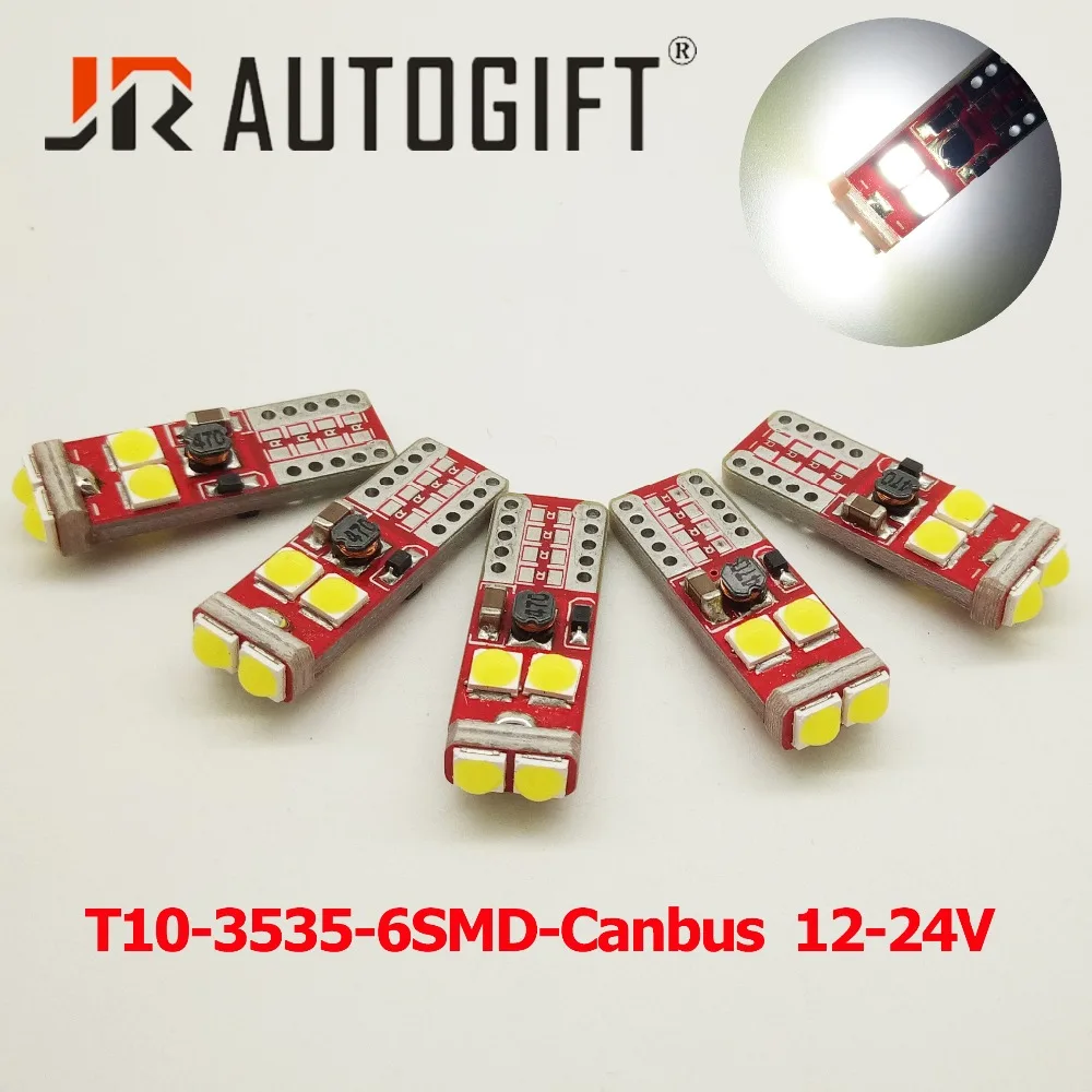 50pcs T10 led canbus 194 W5W 3535 6 LED CANBUS ERROR FREE 12-24V Car Wedge Tail Side Bulb Auto Parking Light Source Car-styling