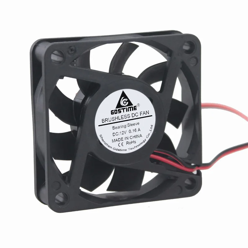 Gdstime 20 Pcs High Speed DC 12V Brushless Cooling Fan 60mm x 15mm 6cm 0.16A 2 Wires Computer Case PC Cooler 60x60x10mm 6015