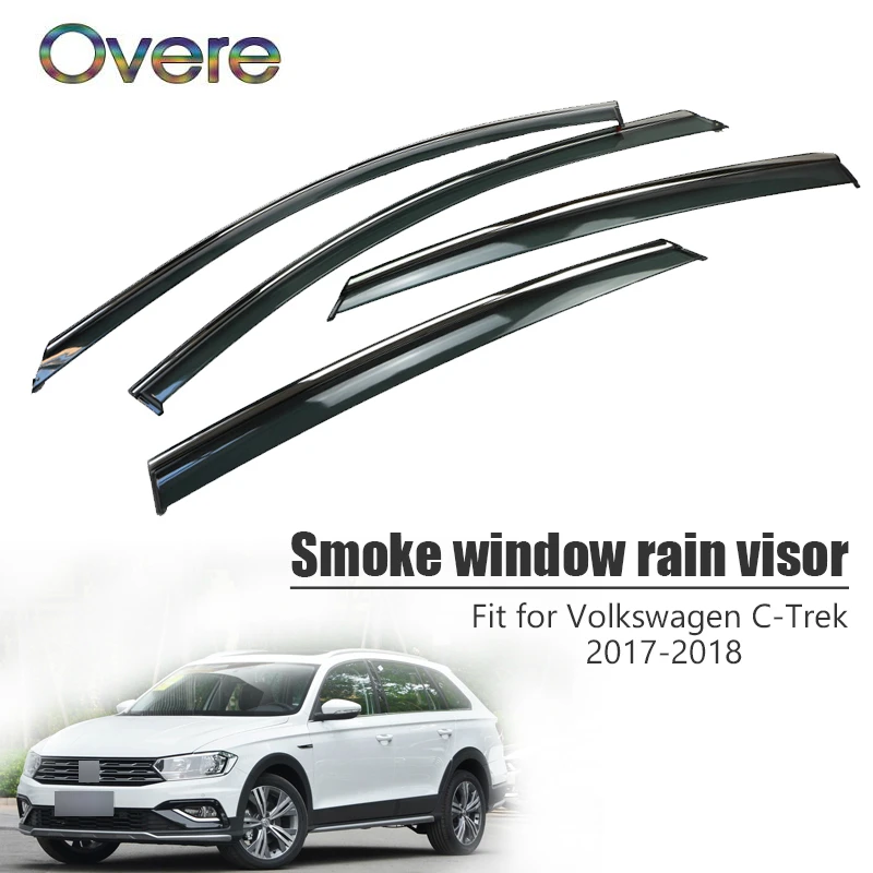 

OVERE NEW 1Set Smoke Window Rain Visor For Volkswagen VW C-trek 2017 2018 Styling Vent Sun Deflectors Guard ABS Accessories