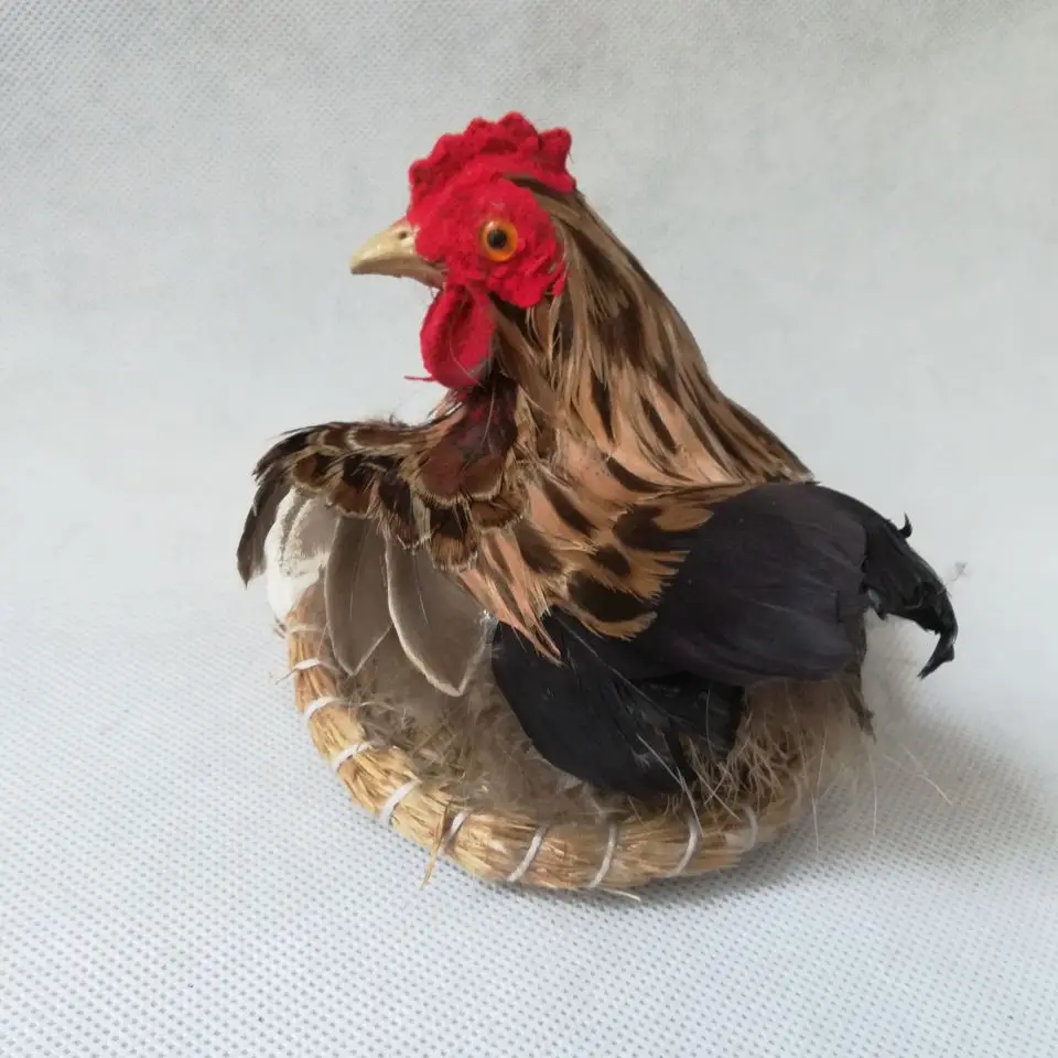 real life toy laying hen toy polyethylene & furs mini 10x11x9cm hen model decoration toy gift w0222