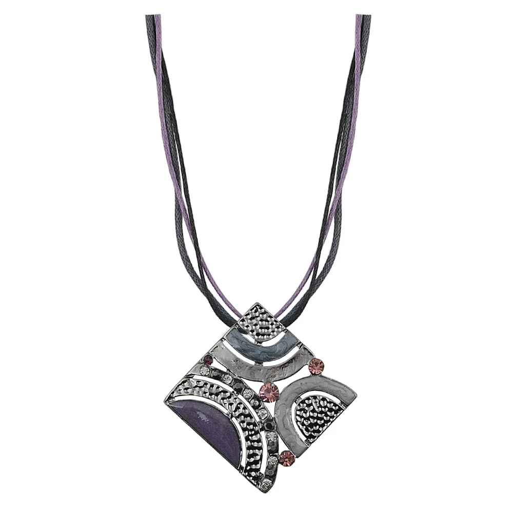 Multi Color Square Alloy Enamel Pendant Necklace Factory Direct Free Shipping