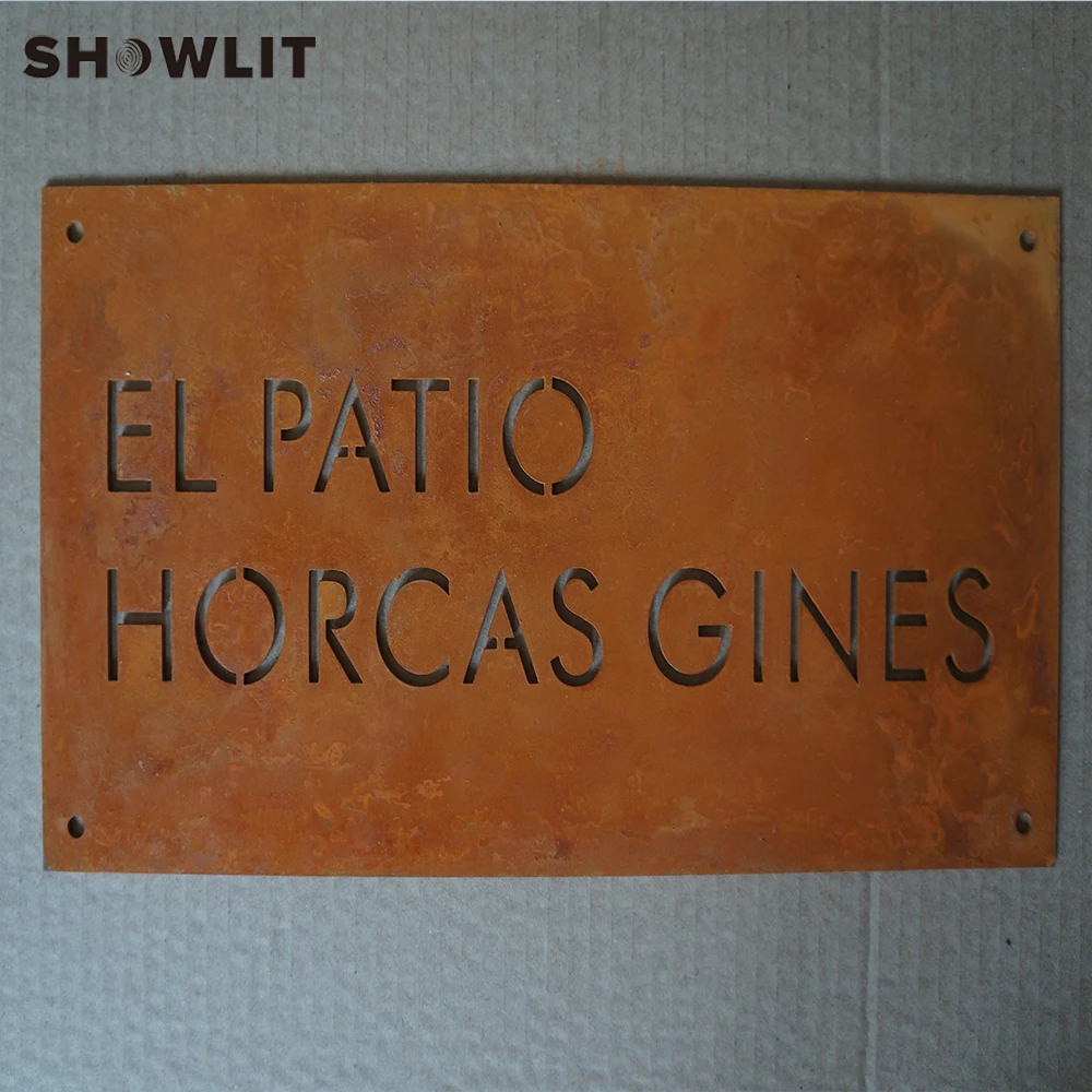 2mm Thickness Room Number Plate Rusted Steel Custom Made Home Number With Family Name Sign Plaques