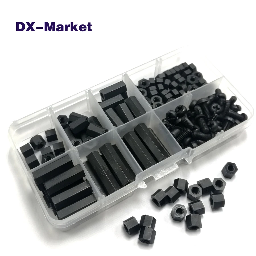 M3 M4 Nylon Spacer Hex Screw kit , PCB Hex Standoffs  , hexagonal column double-pass fasteners,F008