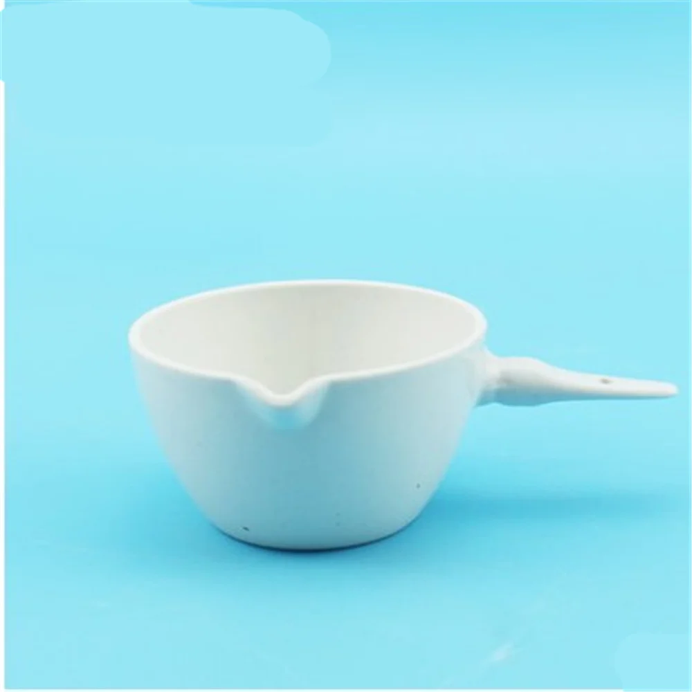 1Pc 125ml Ceramic Evaporating dish flat bottom with handle For Laboratory