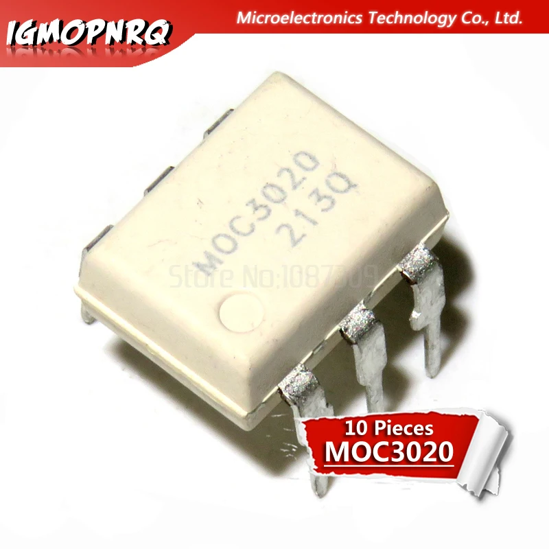 10PCS MOC3020 3020 DIP6 Triac & SCR Output Optocouplers 6Pin 400V Optocoupl Rand Phs Triac Drvr new original