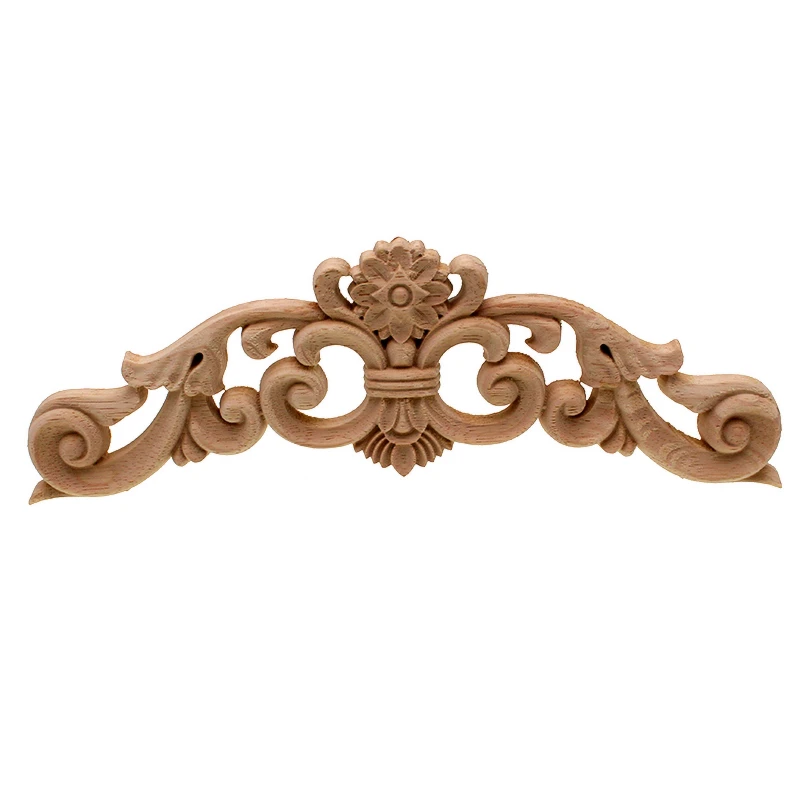 VZLX Vintage Unpainted Wood Carved Corner Onlay Applique Frame Decorate Wall Door Furniture Decorative Figurine Wooden Miniature