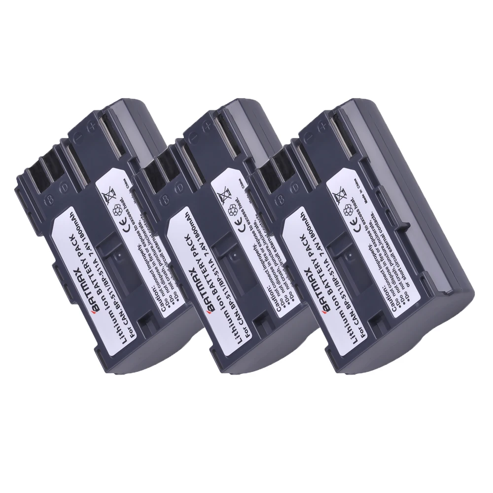 3Pcs BP-511 BP 511 BP511 BP511A BP-511A Camera Battery + LED Dual USB Charger for Canon EOS 40D 300D 5D 20D 30D 50D Cameras