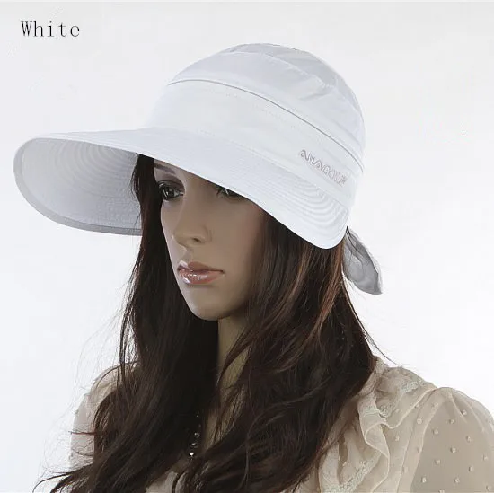 Gorra de estilo coreano para mujer, visera grande con lazo, Color a juego, para playa, 2019