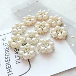 10 pcs/lot Alloy Creative Silver Pearls Rhinestone Buttons Ornaments Earrings Choker Hair DIY Jewelry Accessories Handmade