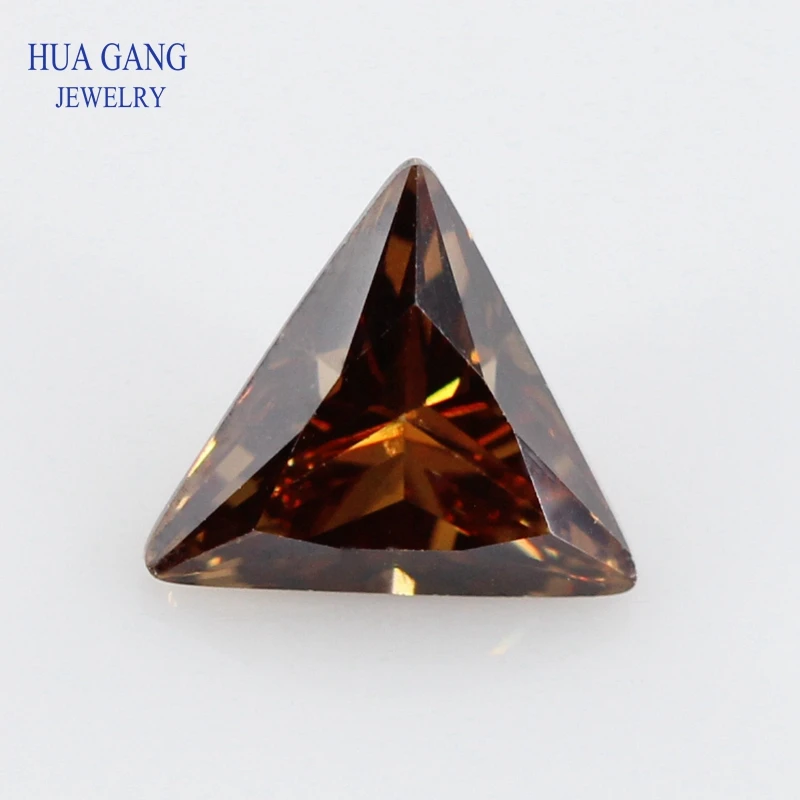 

5A Coffee Triangle Shape Cubic Zirconia Brilliant Cut Loose CZ Stone Synthetic Gems Beads For Jewelry Size 3x3-10x10mm