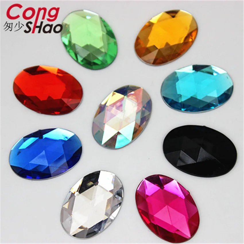 Cong Shao 100 sztuk 18*25mm owalny kształt akrylowe cyrkonie Flatback kamienie i kryształy do ​​kostiumów rzemiosło DIY dekoracje YB137