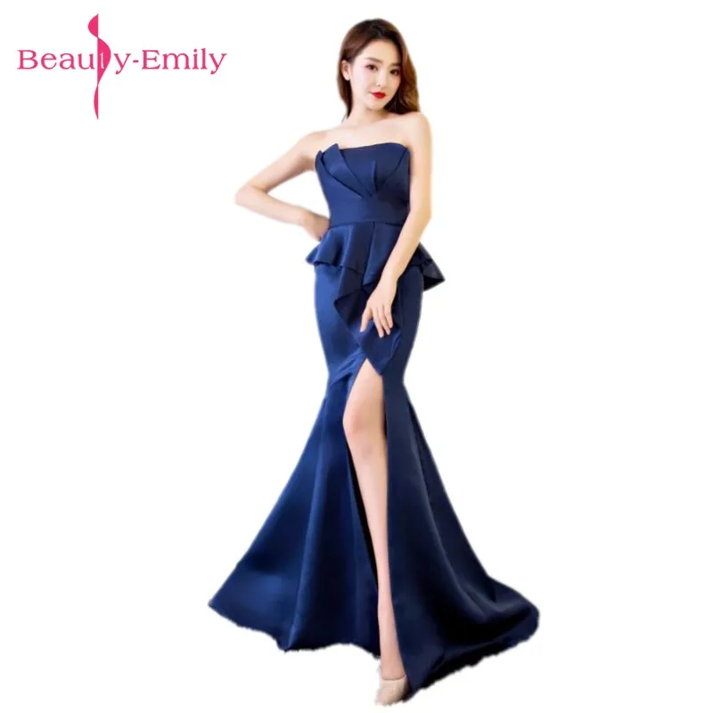 Beauty Emily-vestido de noche largo y Sexy, ropa de sirena con cordones, Formal, para fiesta de graduación, reflectante, 2020