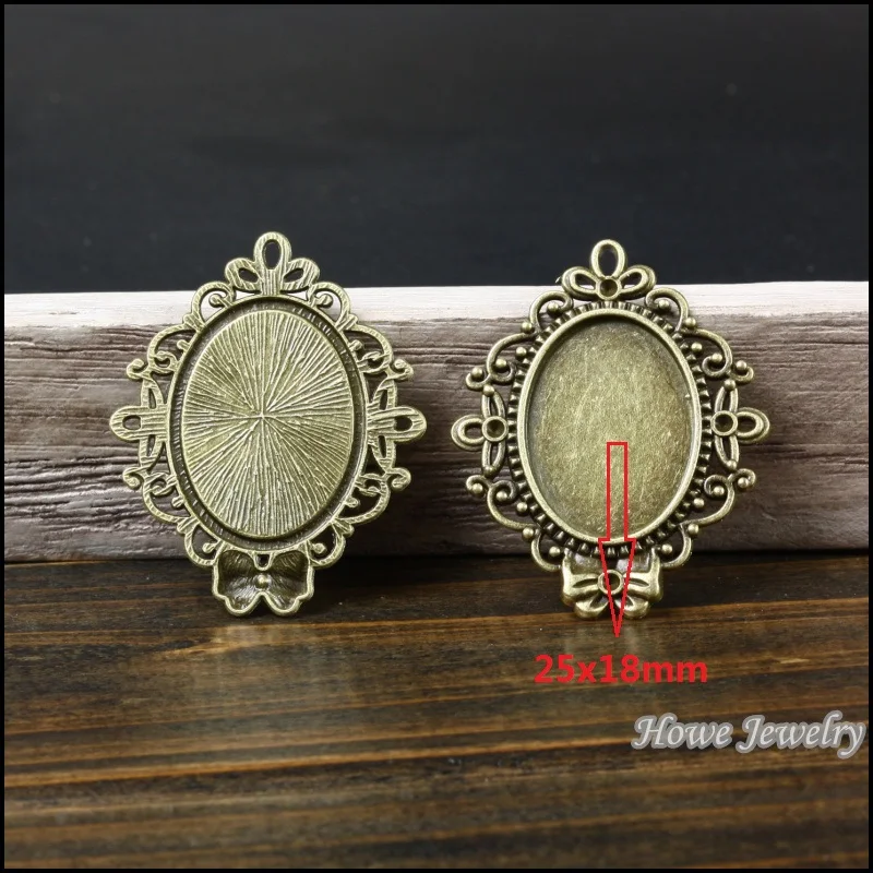 New  vintage 30pcs antique bronze oval  Cameo/Cabochon  frame  pendant  charm  diy jewelry Findings  44*35*2mm  (fit 25*18mm)