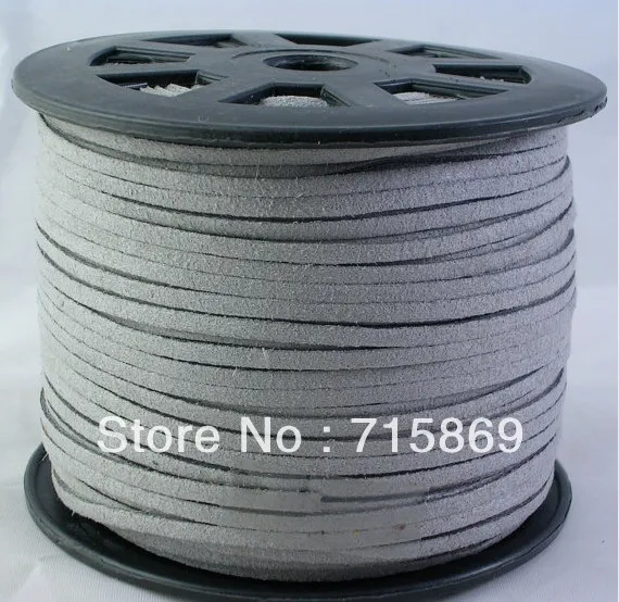 Gray  100yard  3mm x1.5mm Faux suede leather cord 92m  Suede  Cord  Flat Leather Lace Cord