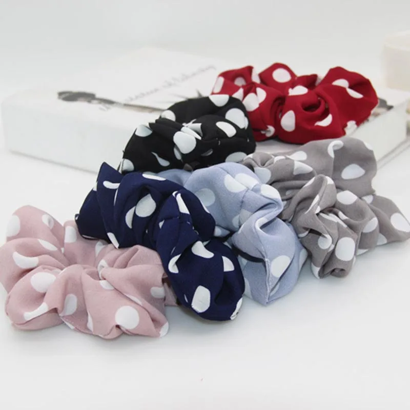 5Pcs/Lot Women Scrunchie Women Accessories Dot Design  Hair Tie Ponytail Hair Holder Rope Fashion Hair Accessories NF001