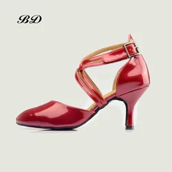 Zapatos modernos de baile latino para mujer, zapatos de salón, suela de cuero de vaca suave, tacón usable de 4,5 cm BD 110, tacón de JAZZ de 7,5 cm