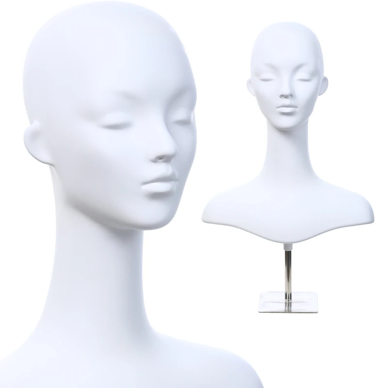 White Head Mannequins For Female Hat long/short Hair Wig Women Model Show Glasses Earring  Window Display