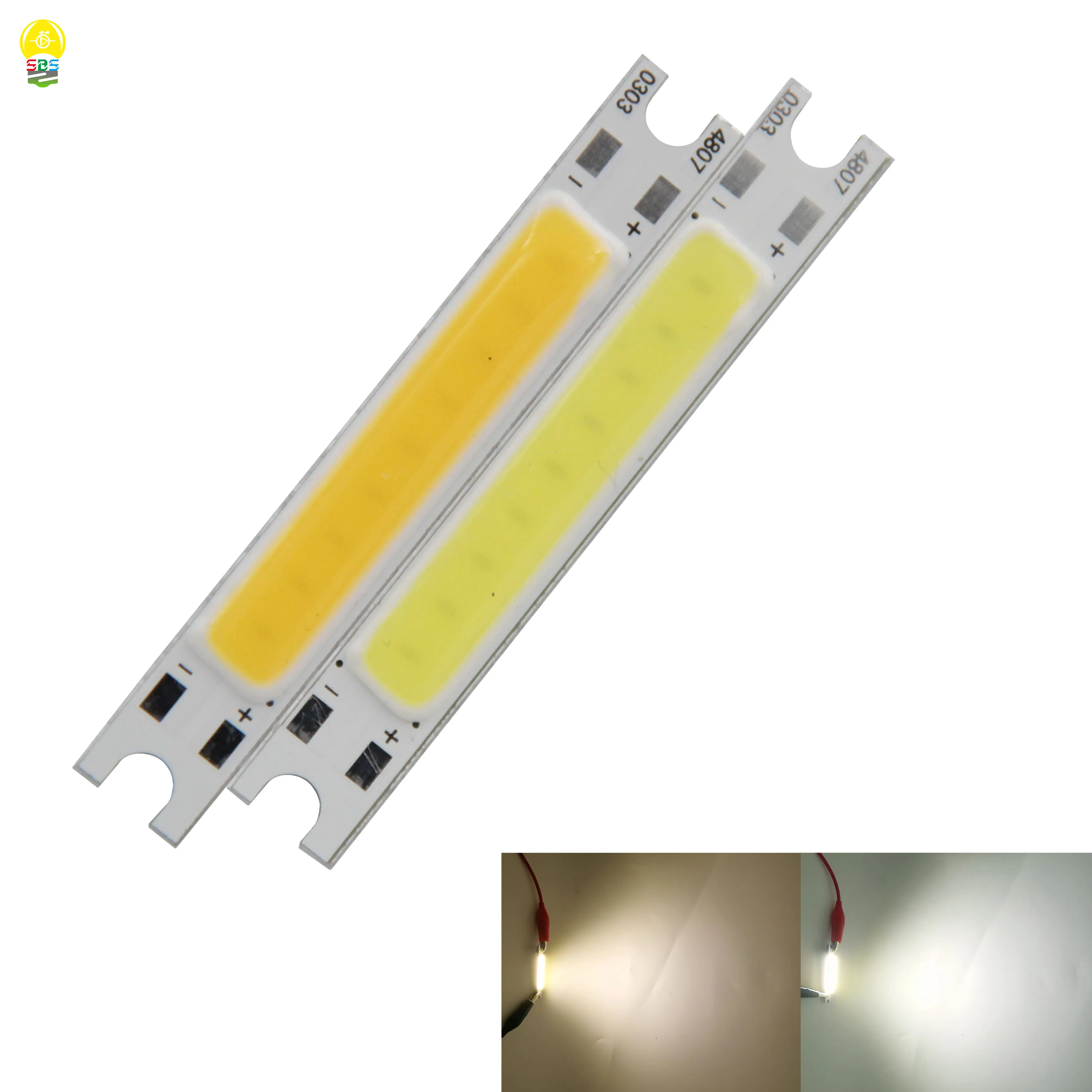 SUMBULBS 48x7mm LED COB Strip Light Source Bar 9V 3W Cold Warm White for Wall Work Lamp DIY Multi-function Bulb