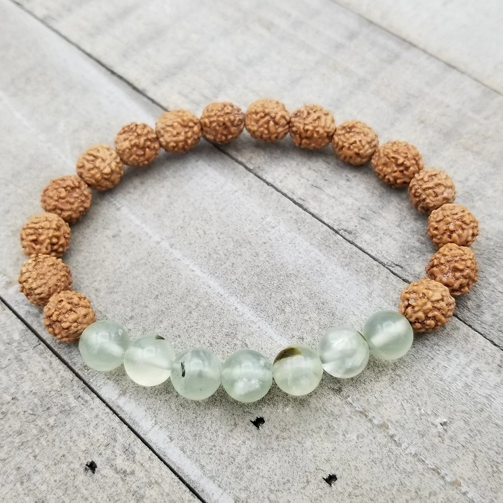 MG0418 On Sale 8 mm Rudraksha Bead Yoga Bracelet Natural Gemstone Bracelet for Women Balance Wrist Mala Energy Jewelry