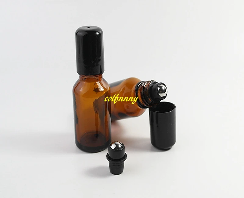 

650pcs/lot 15ml Amber Glass Roll on Bottle Vials with stainless steel roller ball For perfume essential oil aromatherapy