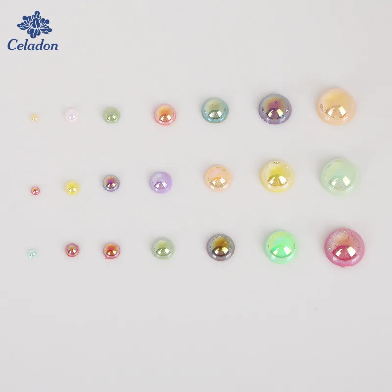 8 Size 50-1000pcs AB Colors Imitation Pearls Craft Half Round Flatback Beads DIY Decoration For Sewing Clothes