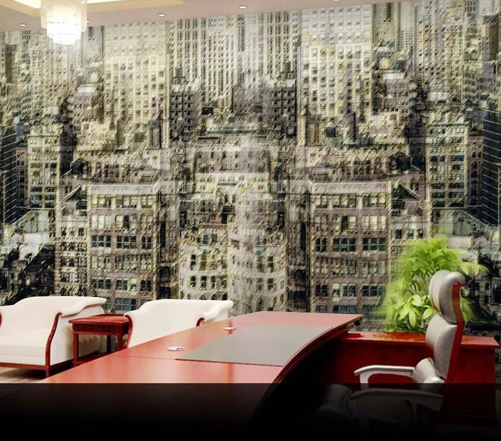 Decorative wallpaper Urban construction background wall