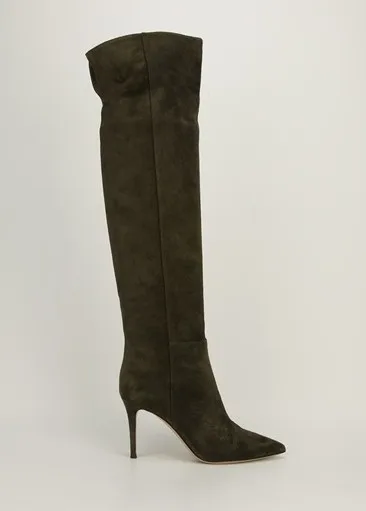 Winter Hot selling over the knee boots wine red suede high heel boots woman pointed toe thigh high boots leather boots