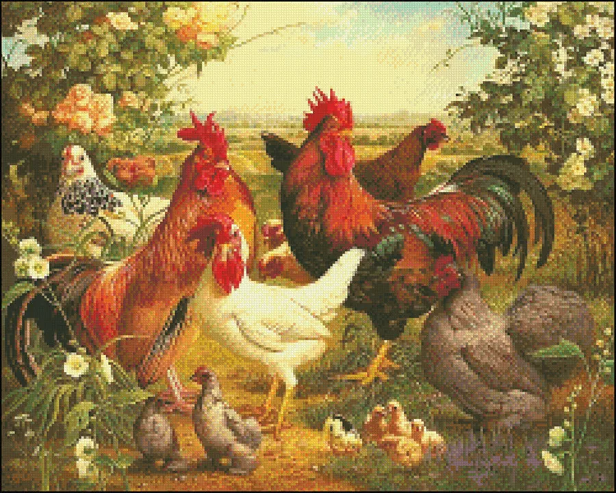 Needlework for embroidery DIY French DMC High Quality - Counted Cross Stitch Kits 14 ct Oil painting - Poultry Yard