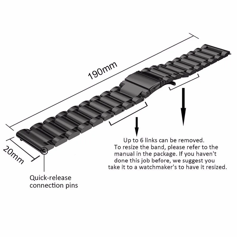 18 20 22 24 mm Voll-Edelstahl-Armband für SAMSUNG GEAR S3 S2 Classic Straps Galaxy Watch 42 46 mm Huawei Watch 2 Pro/GT – Detail 4