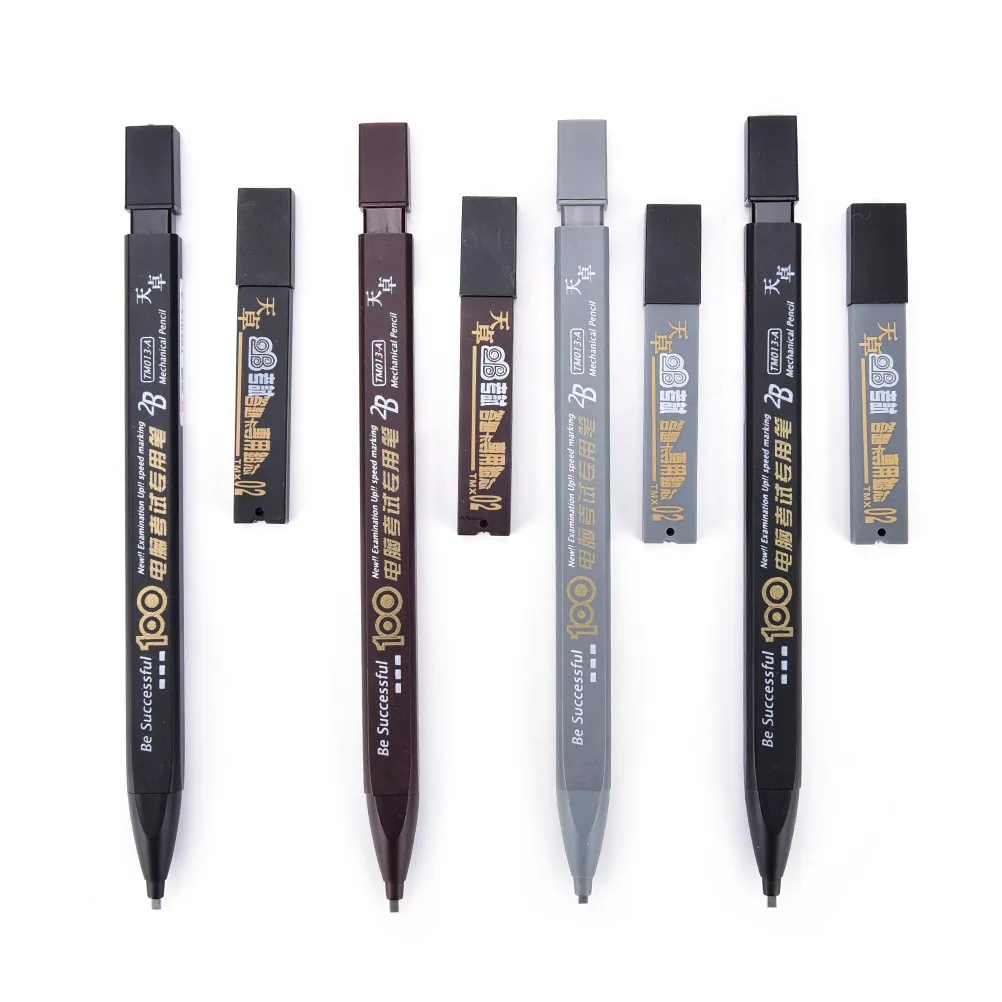 2B Set Mechanical Pencil Drawing Black Color Automatic Random Color Office School Supplies Material Escolar 145x9x8mm