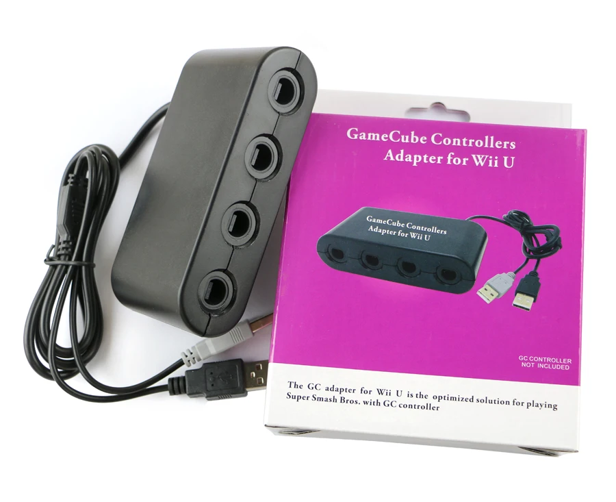 1 قطعة رائجة البيع 4 منافذ لمحول وحدة تحكم GameCube لـ Wii U & PC USB يدعم Super Smash Bros