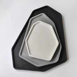 Concrete tray silicone Mold irregular shape cement flowerpot tray mold plaster handicraft mold